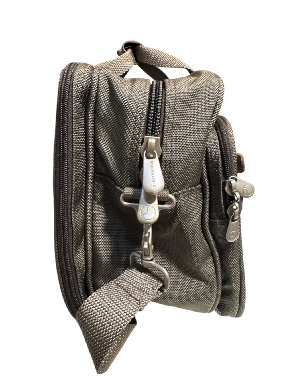 Briggs & Riley Olive Green Travelware Carryon Laptop Bag with Tan Accents